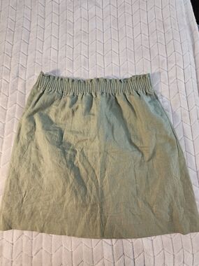 J. Crew Linen & Cotton Green Mini Skirt With Pockets